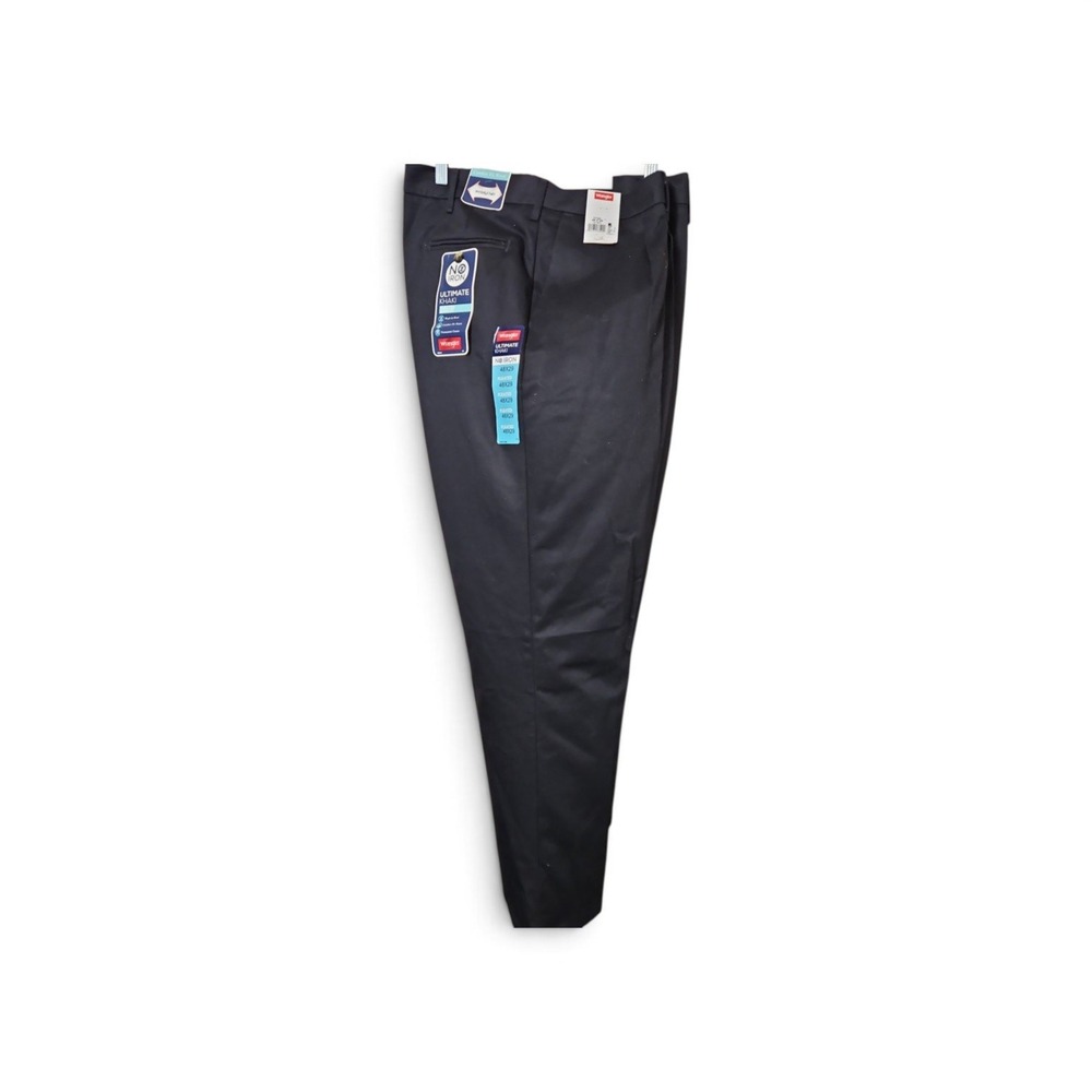 Wrangler Ultimate Khaki Pleated Classic No Iron Navy Blue Pants 48x29 NWT 0417